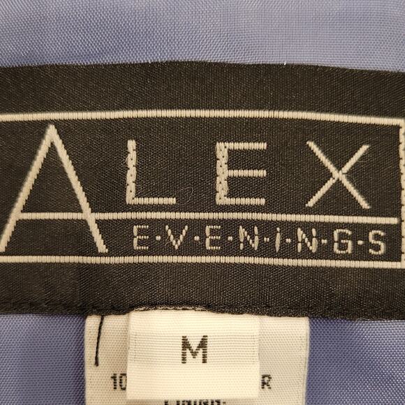 Alex Evenings Sheer Sleeve Shimmery Ruffle V-Neck Top Blouse Sz M Purple Dressy - Picture 8 of 11